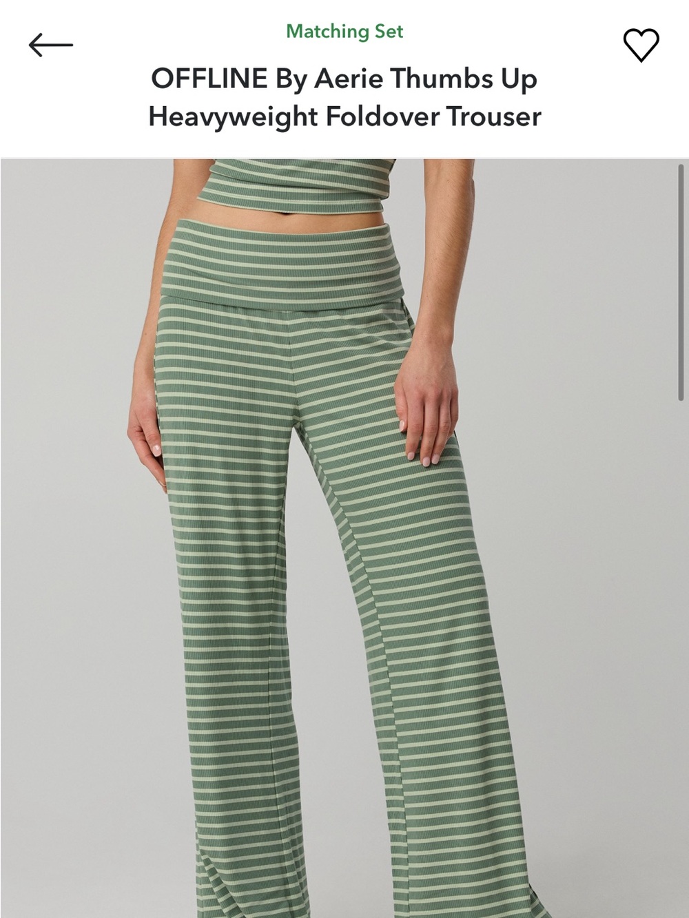 American Eagle Outfitters Green Striped Wide-Leg Trousers